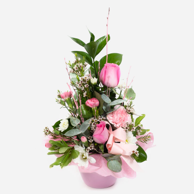 Baby Girl Pot  - A floral creation for the new addition, made up of blooms in shades of pink and white.